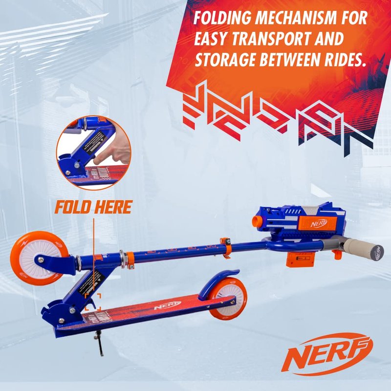 SKIDEE Kick Scooter for Kids, Dual Barrel Blaster Fires Up to 40 Feet, Supports Up to 150lbs, Rear Brake, Sturdy Steel Frame, Wide Surface Textured Molded Deck, Outdoor Activities for Boys/Girls