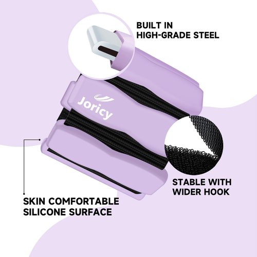 Wrist Weights Adjustable Ankle Weights for Women Men 1LBS *2 Pilates Silicone Leg Arm Weighted Bracelet for Yoga Dance Running Walking Swimming Home Gym Physical Therapy Purple