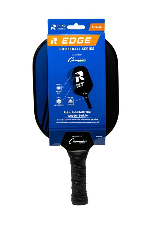 Champion Sports Wooden Pickleball Paddle: Rhino Edge Wood Pickleball Paddle - Indoor/Outdoor Pickle Ball Paddles - Red/Black Racket
