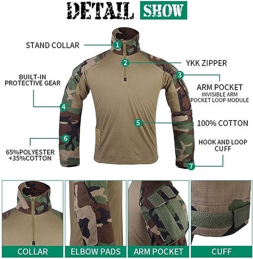 EMERSONGEAR Men's Tactical Shirt - Gen3 Quick-Dry Long Sleeve Combat Top for Airsoft & Paintball