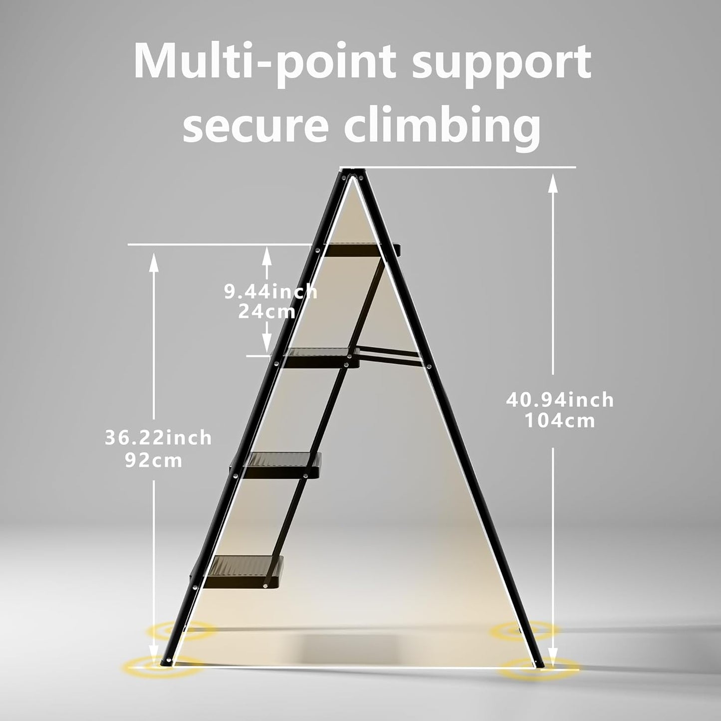 3-Step Folding Ladder - Sturdy 330 lbs Capacity Step Stool with Anti-Slip Pedals for Home & Office