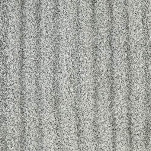 Women's Fuzzy Knit Winter Beanie with Ribbed Cuff - Pewter Heather