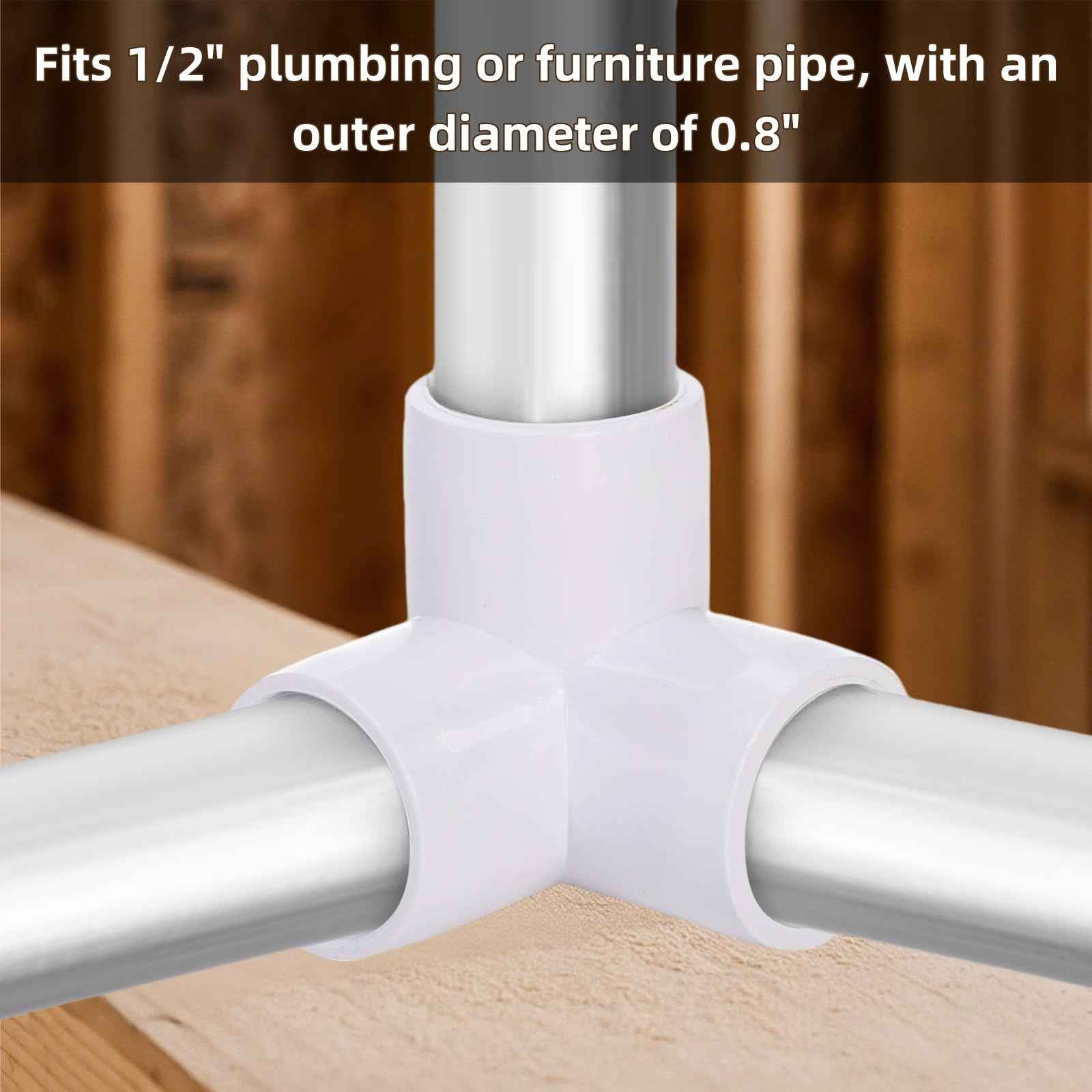 Covzoe 32 Pack 1/2 Inch 3 Way PVC Pipe Fittings, Furniture Grade Elbow Pipe Connectors, Heavy Duty DIY Shelf Garden Support Structure Storage Frame for Building, Greenhouse Shed Pipe, White