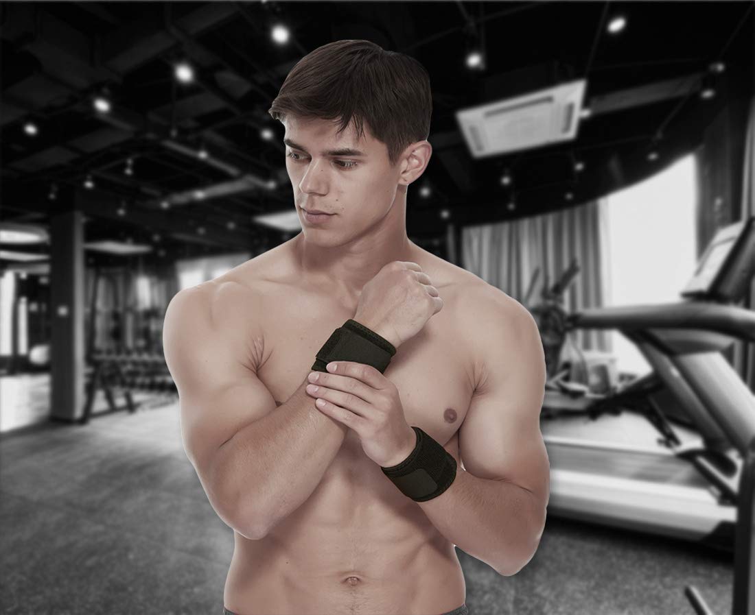 YUNYILAN Adjustable Wrist Brace - 2 Pack Wrist Support Straps for Fitness & Pain Relief | Black