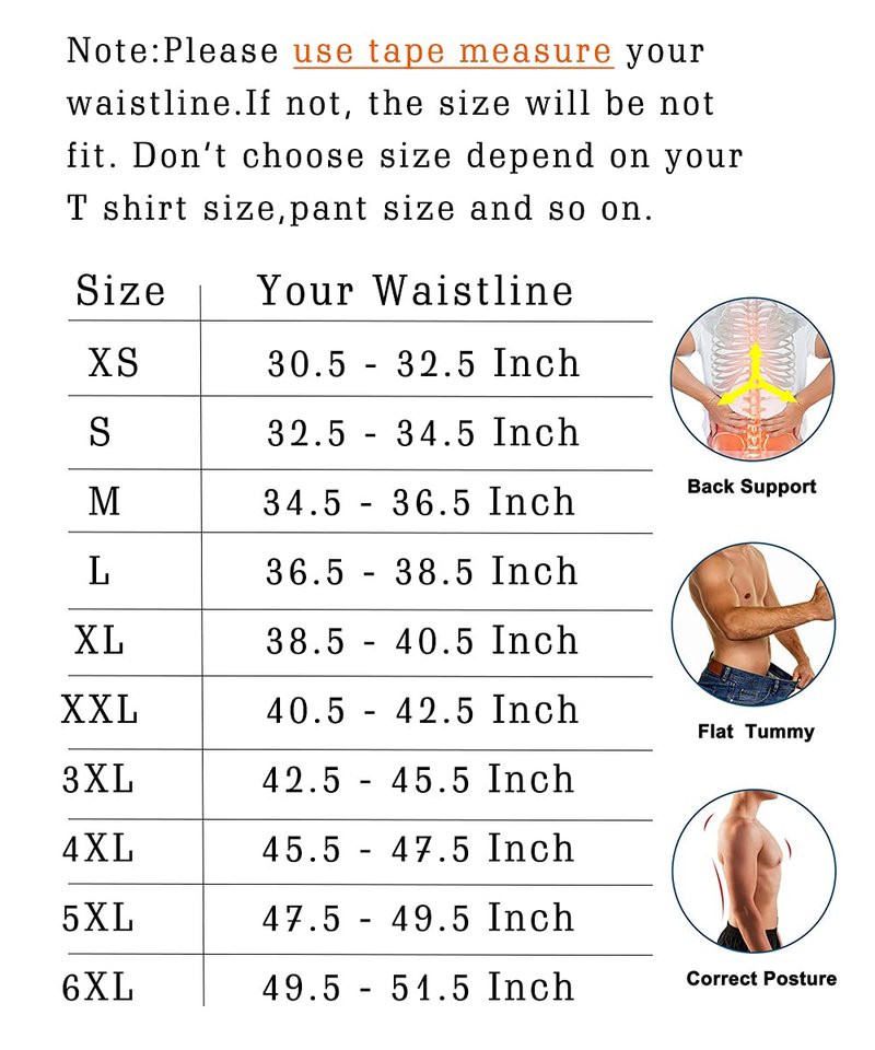 GainKee Latex Men Waist Trainer Corsets With Steel Bone Sweat Sauna Suit For Fitness (Large)