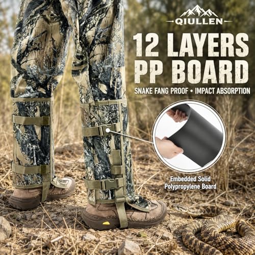 Qiullen Snake Bite Gaiters - Lightweight 1000D Nylon Hunting & Hiking Leg Protectors