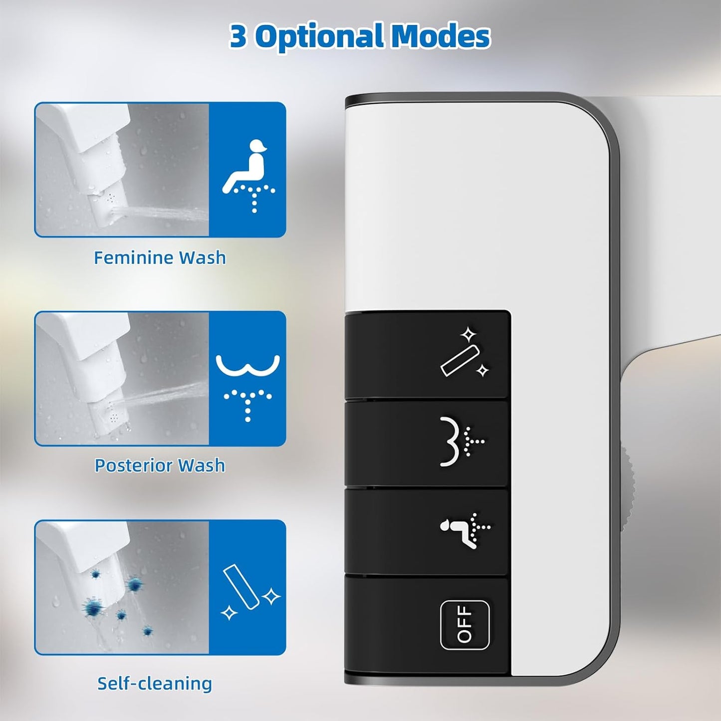 Bidet Attachment for Toilet - Non-Electric Dual Nozzle, Adjustable Water Pressure, Self-Cleaning, White