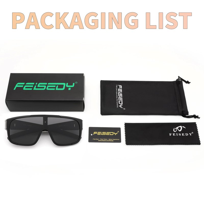 FEISEDY Polarized Fit Over Glasses Sunglasses for Men Women, Sports Wrap Around for Driving Cycling Fishing B0315