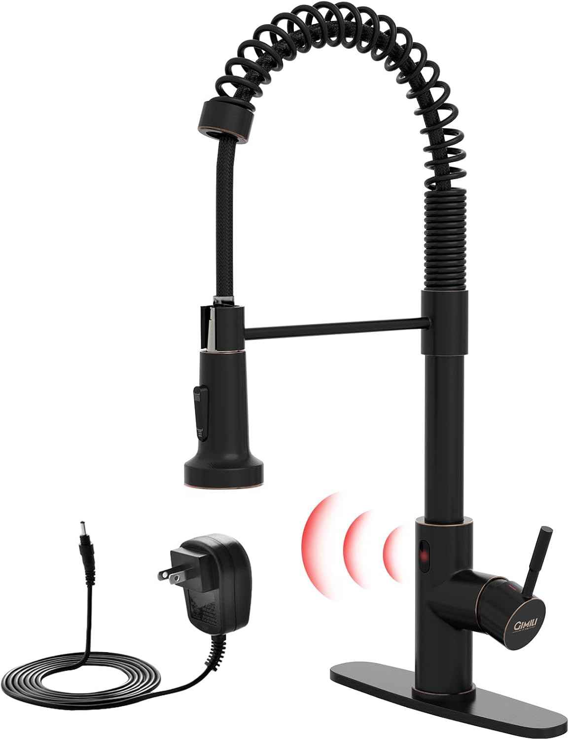 Matte Black Kitchen Faucet with Soap Dispenser - Commercial Single Handle Pull Down Sprayer