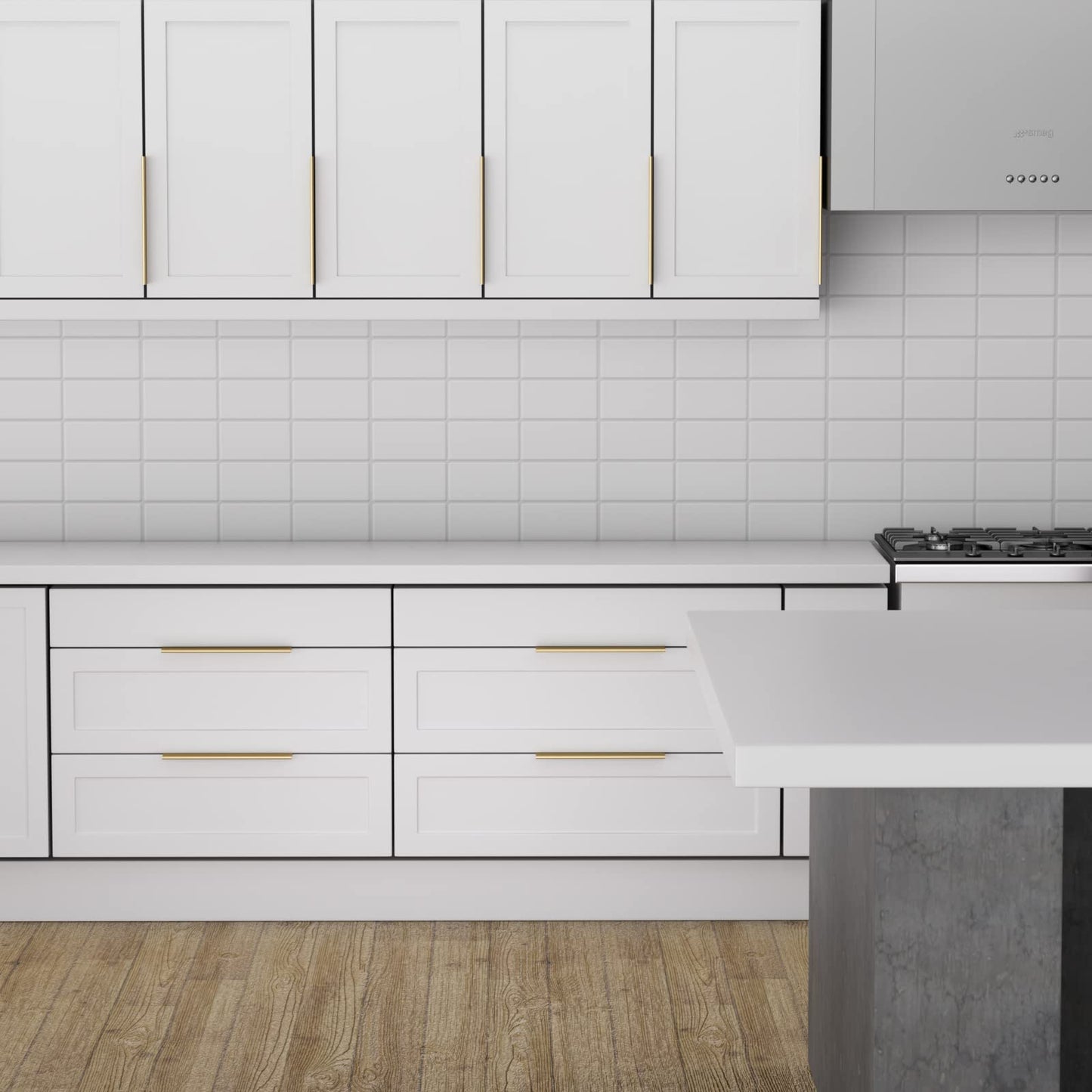 goldenwarm 30 Pack Gold Finger Edge Pulls Drawer Finger Pulls Champagne Gold Kitchen Hardware Handles Bedroom Dresser Drawers,6-1/4 in Hole Center