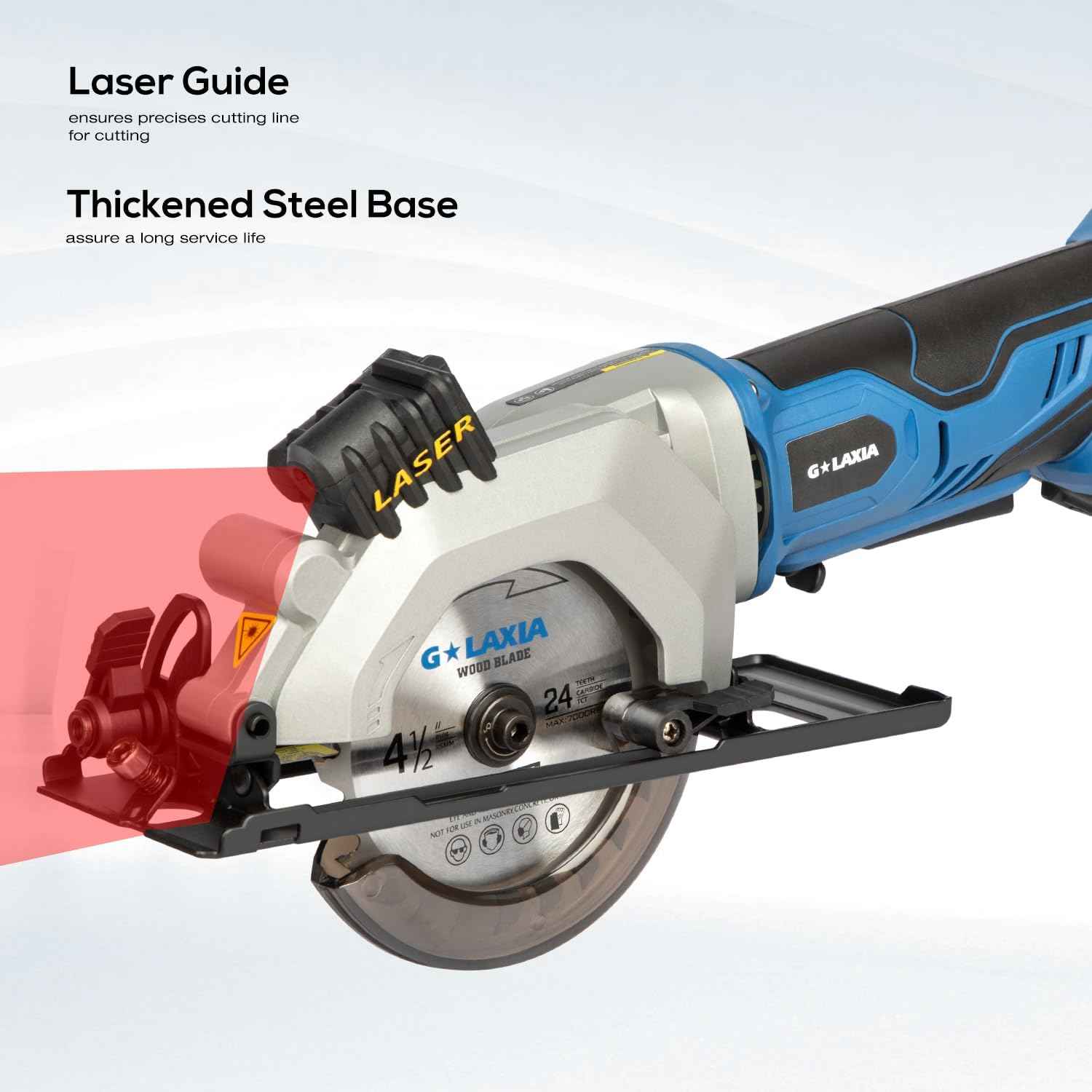 Compact Mini Circular Saw 4-1/2” with Laser Guide & 4.0A Battery - Ideal for Wood & Plastic Cuts