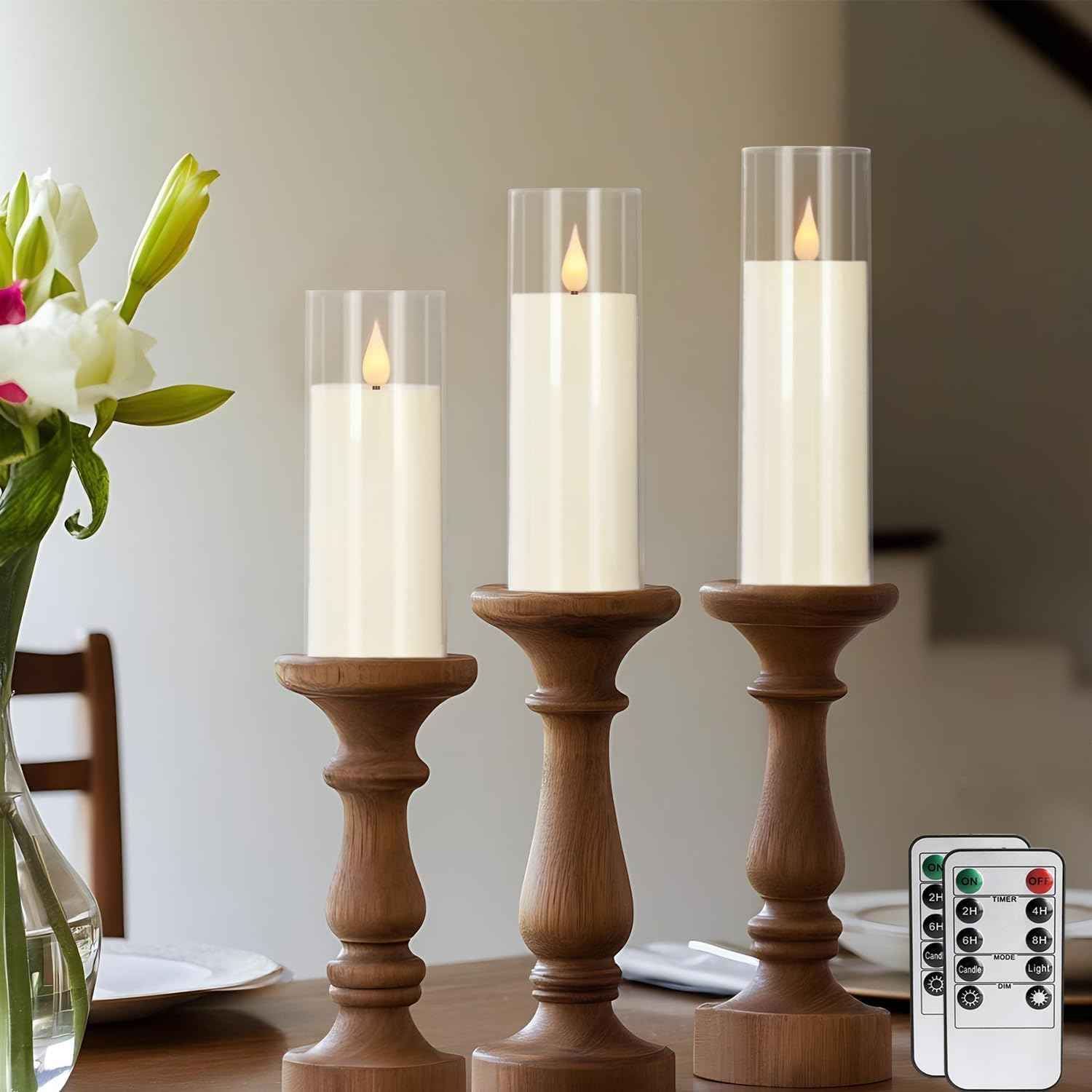 24-Pack Remote Control LED Flameless Candles - 3D Flame Timer Candles for Home, Weddings & Holidays