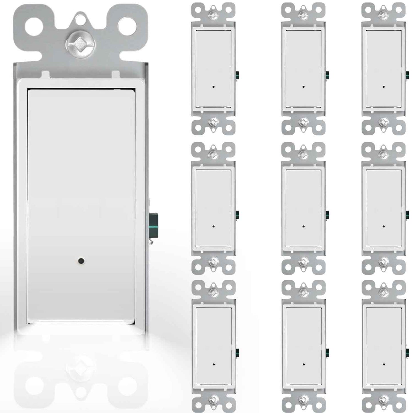 SOZULAMP 10-Pack Wall Switch with Night Light - Single Pole Light Switch & Nightlight Combo