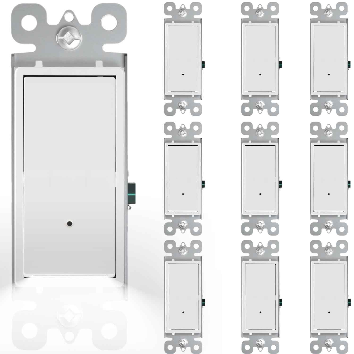 SOZULAMP 10-Pack Wall Switch with Night Light - Single Pole Light Switch & Nightlight Combo