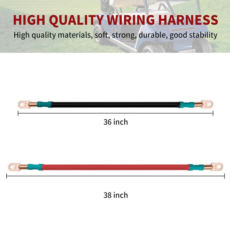SYOWADA 36Ft Black Cable with 38Ft Red Cable Pure Copper Universal Battery Cable for Golf Carts Replacement for Yamaha EZGO Motor Battery Connection Cables