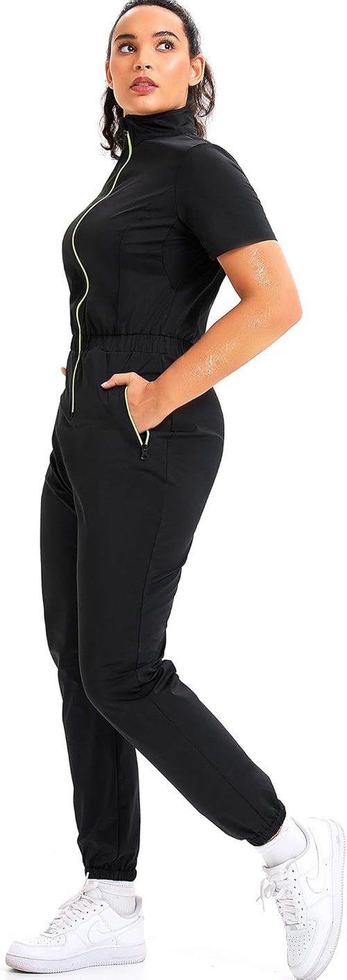 Junlan Sauna Suit for Women - Heat-Trapping Workout Jumpsuit with Stand Collar | Ideal for Fitness