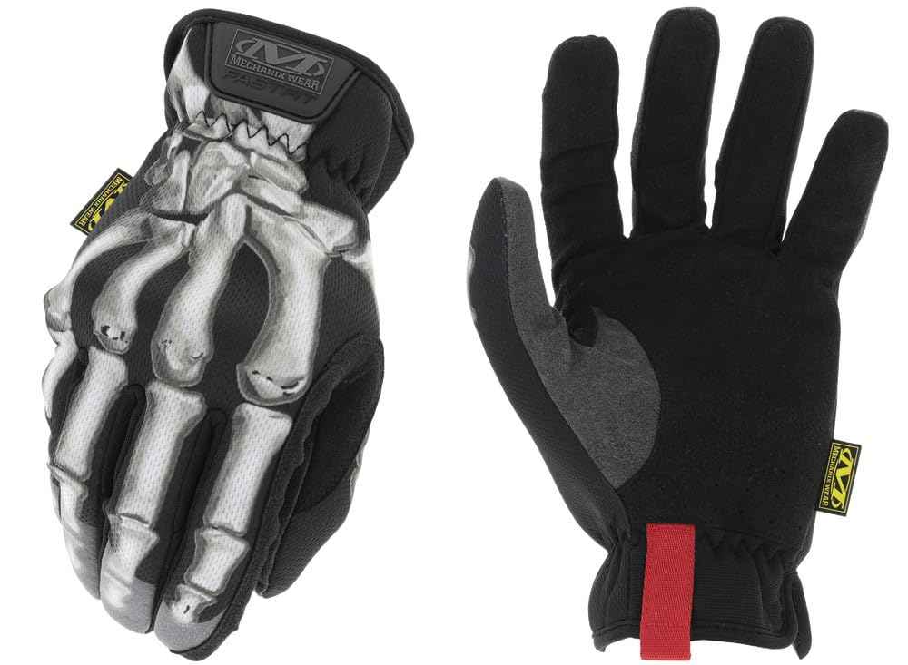 Mechanix Wear FastFit Bones Gloves - Men's Breathable Work Gloves for Home Improvement & Maintenance - Machine Washable & Touchscreen Compatible - Large, Skeleton/Black