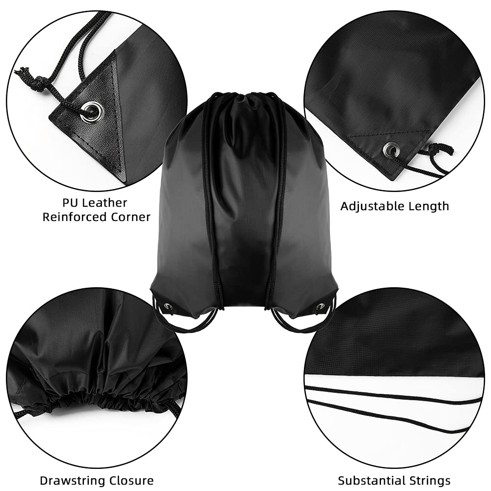 GoodtoU Drawstring Backpack Bulk, 60 Pcs Draw String Bags Cinch Bag Drawstring Gym Bag Sackpack Bags for Women Men, Black