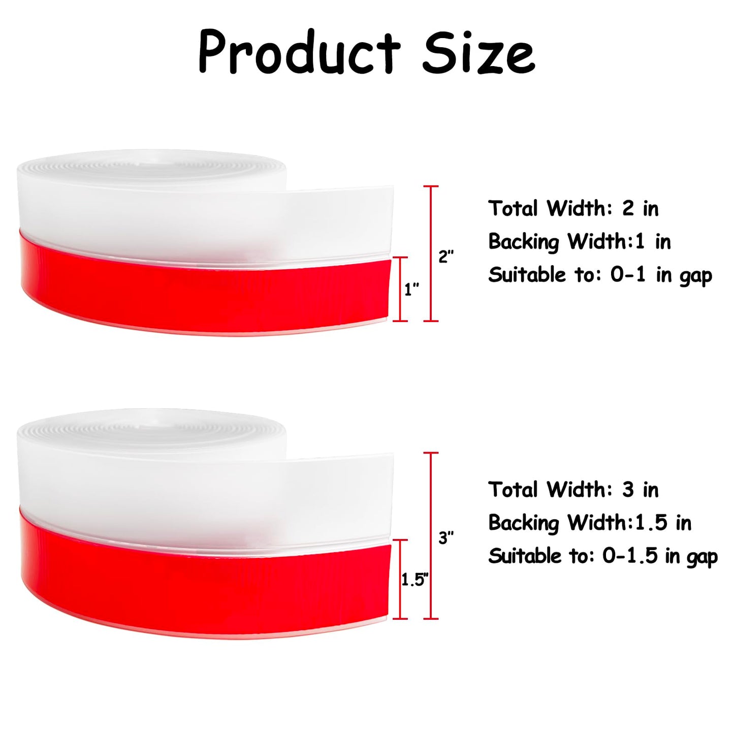 Silicone Weather Stripping, 2 inch (W) x 20 Ft (L) Door Draft Stopper Window Seal Strip for Gaps of Door & Windows, Garage Door Under Bottom, Sealing Tape Shower Doors Sweep, Transparent