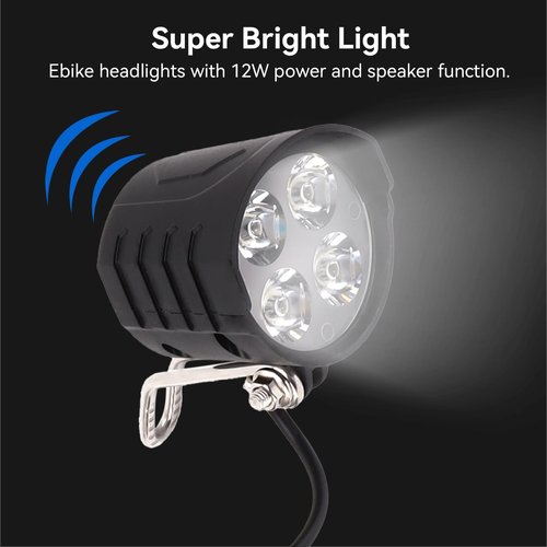 Bike Headlight 12W Super Bright Bike Light 36V 48V 52V 60V for Electric Bikes and Scooters Headlight Electric Bike Headlight for Night Riding Electric Dirt Bike Front Light Road Bike Led Headlight