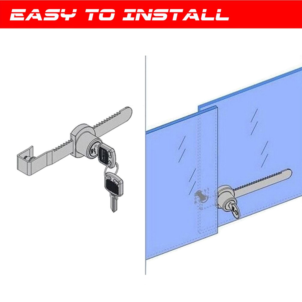 WOOCH Sliding Glass Door Ratchet Lock with Chrome Finish, Keyed Alike Showcase Display - 8 Pack