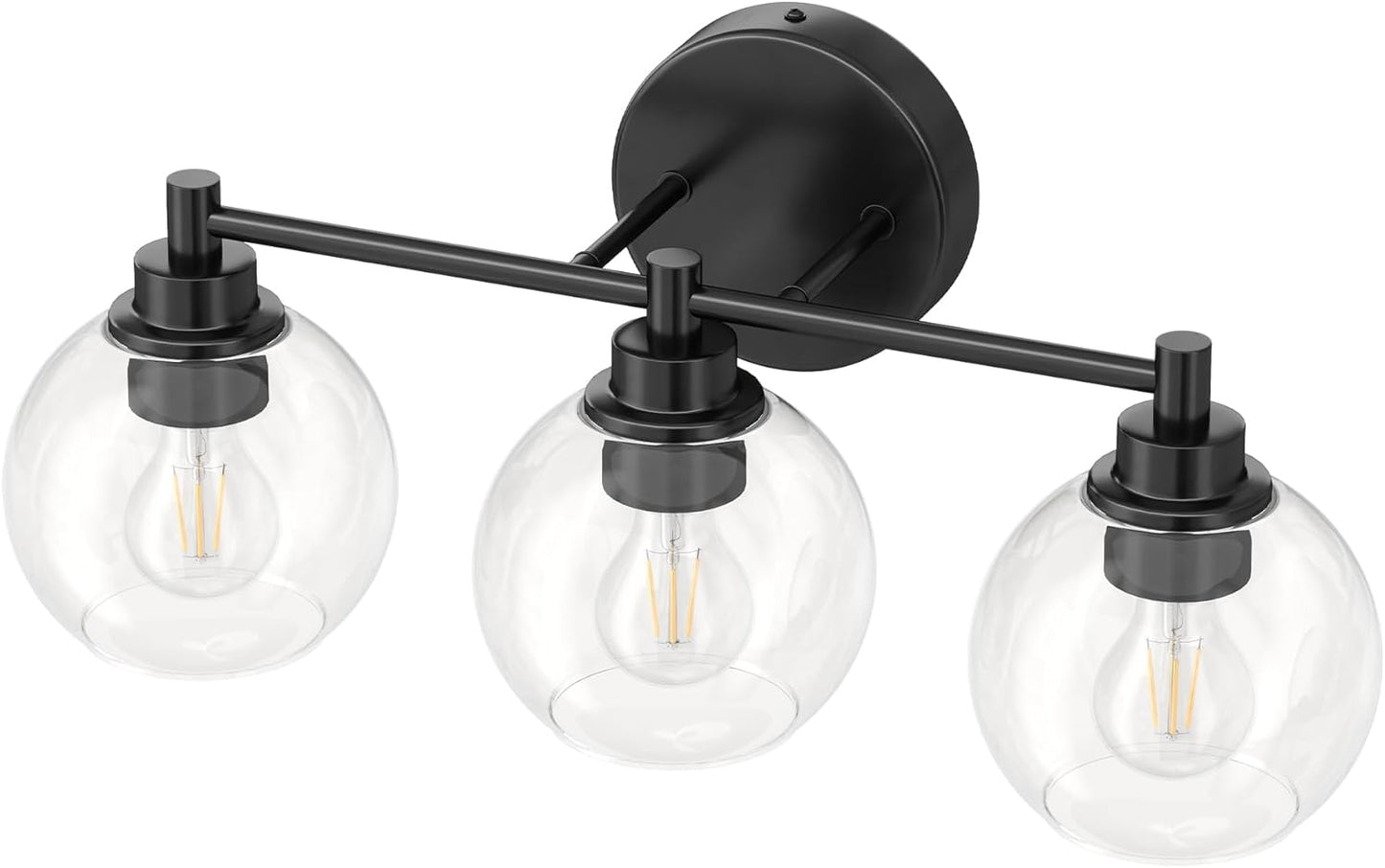 3-Light Vanity Bathroom Light Fixture with Globe Glass Shades - Brushed Nickel, ETL Certified