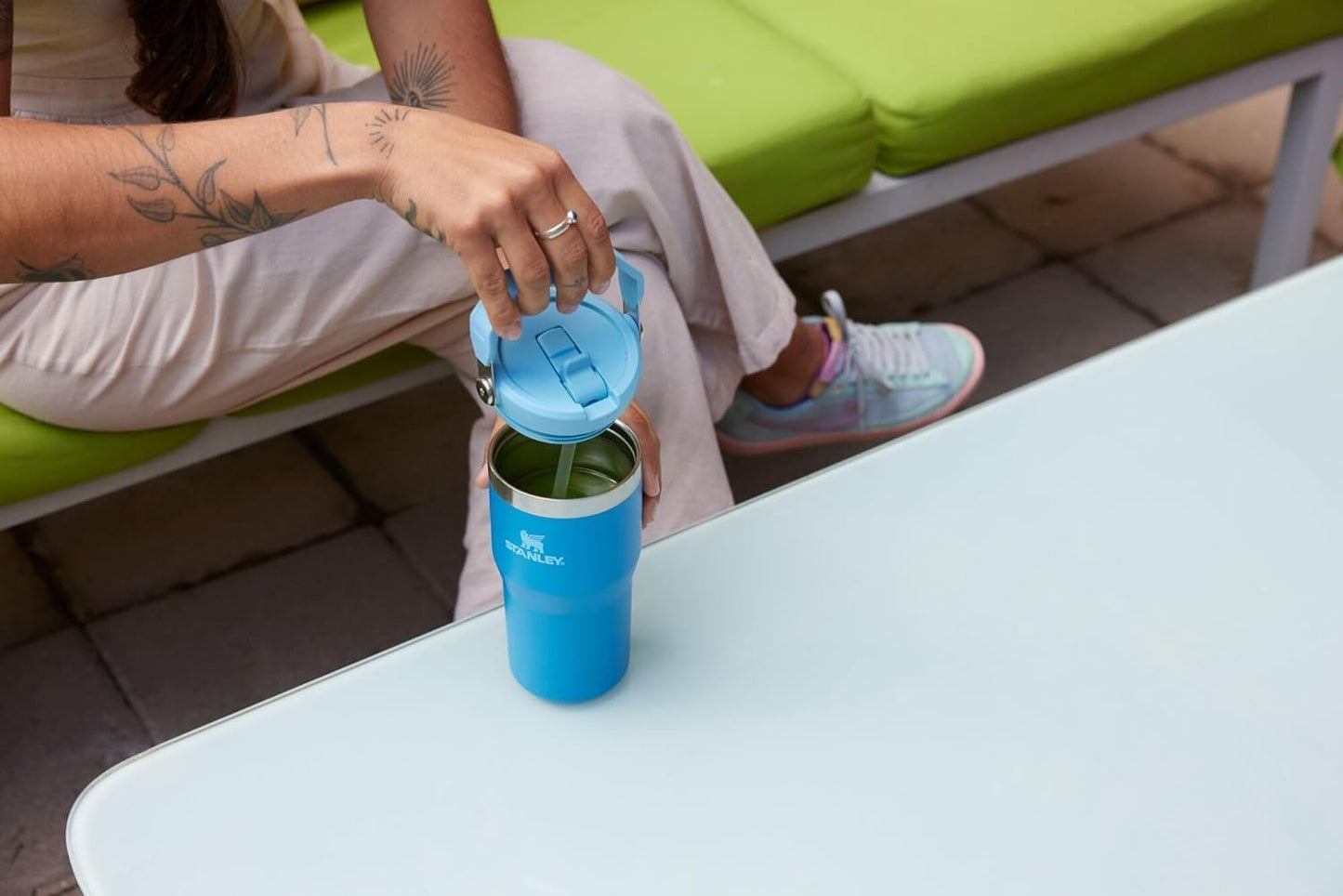Stanley IceFlow 2.0 Tumbler - 20 oz Insulated Water Bottle with Flip Straw & Handle | BPA-Free | Meadow