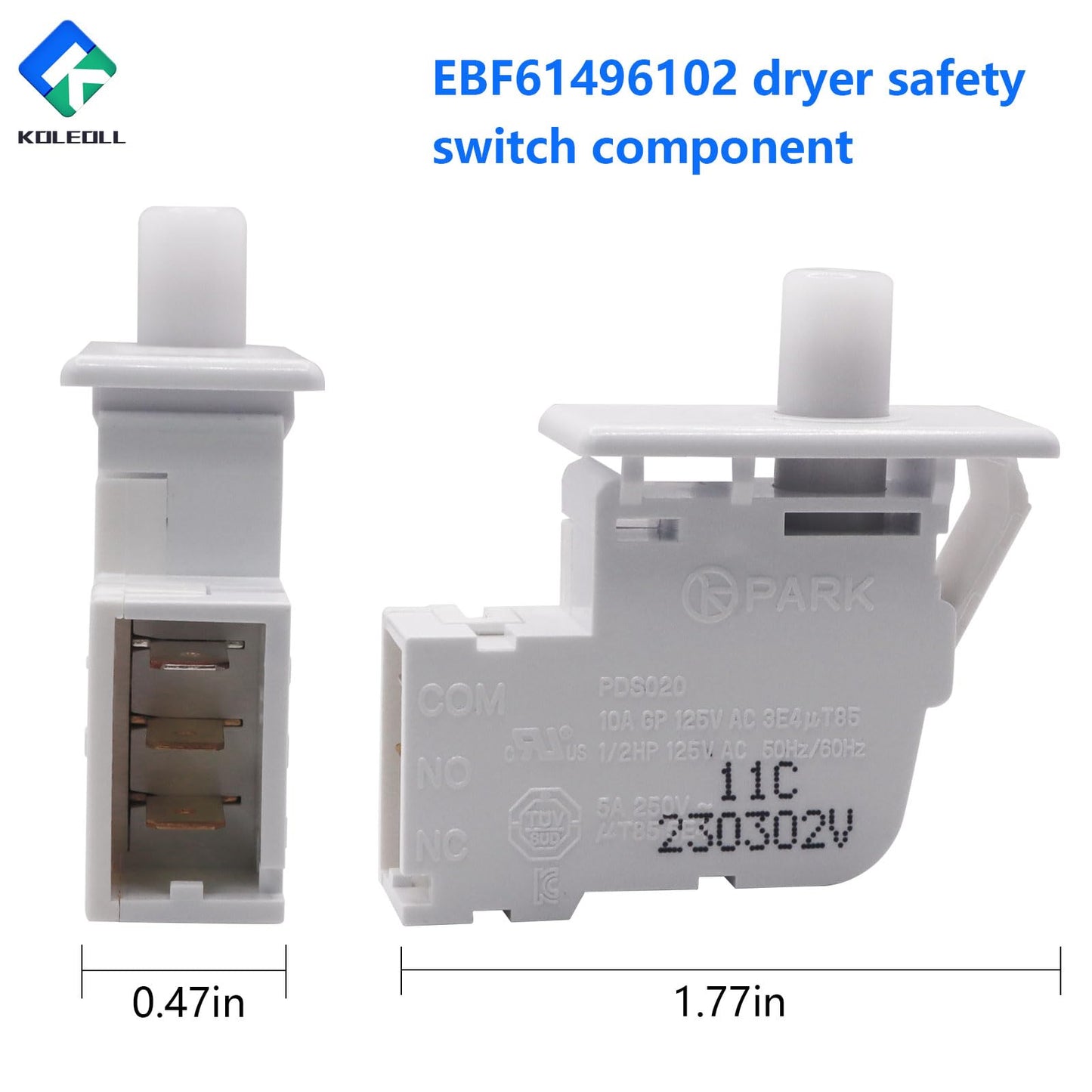 EBF61496102 Dryer Safety Switch Assembly Compatible with LG Kenmore Replaces 6601EL3001A EBF63134603 AP7013115 PS16551445 EAP16551445