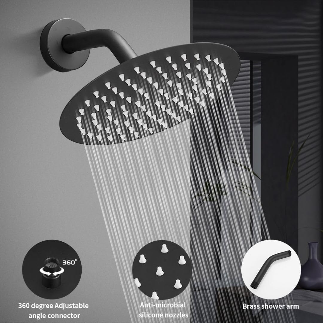 High Pressure 6-Inch Rain Shower Head & Faucet Set with Valve - Modern Bathroom Fixtures