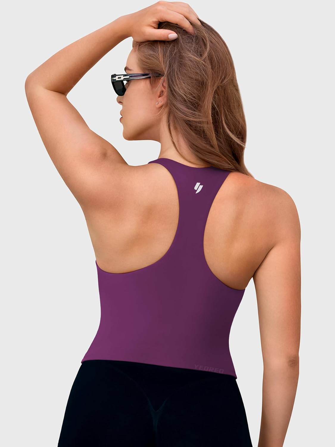 YEOREO Racerback Workout Tank Top - U Neck Padded Camisole for Women | Sleeveless Yoga Shirt