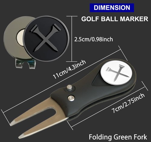 Adhere Golf Ball Markers Personlized Logo Enamel with A Strong Magnetic Hat Clips A Premium Golf Gifts for Golfer (Ball Markers & Divot Tool Gift Set)