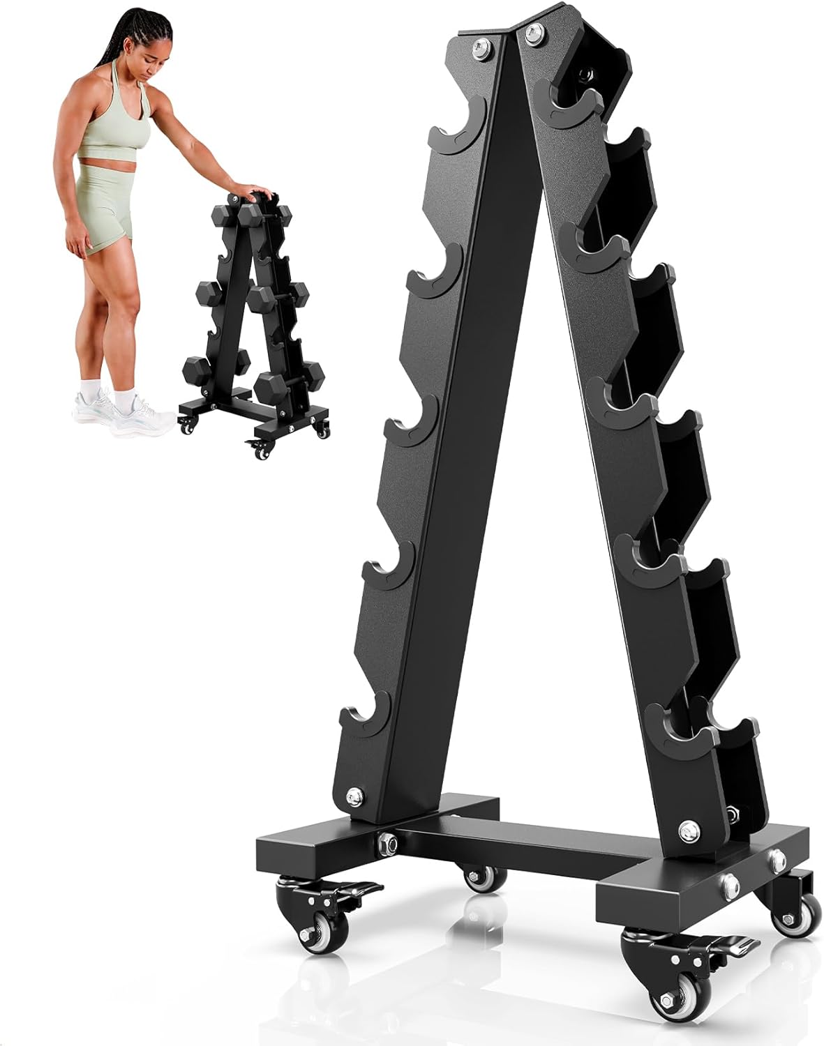 YOLEO Dumbbell Rack - Heavy Duty 3 & 5 Tier Weight Storage Organizer | Space-Saving Home Gym Stand - 1100LBS Capacity