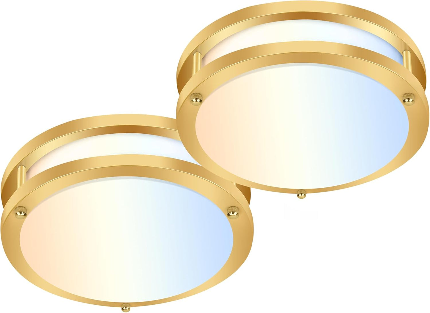 Adjustable 13-Inch Gold LED Flush Mount Ceiling Light Fixture - Dimmable 2700K-5000K for Hallway, Bathroom & Kitchen (2-Pack)