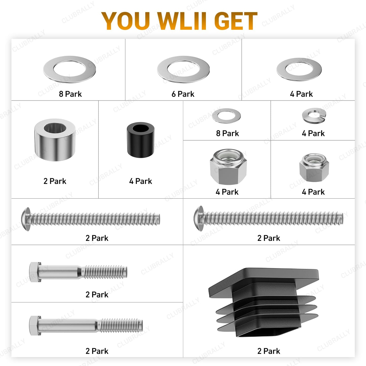 CLUBRALLY Golf Cart Suntop Hardware Kit, Front Top Strut Stainless Steel Screw Bushings Repair Kit for 1994-2013 EZGO DCS/PDS/TXT/Medalist 2-Seater Model, OEM#75465-G01