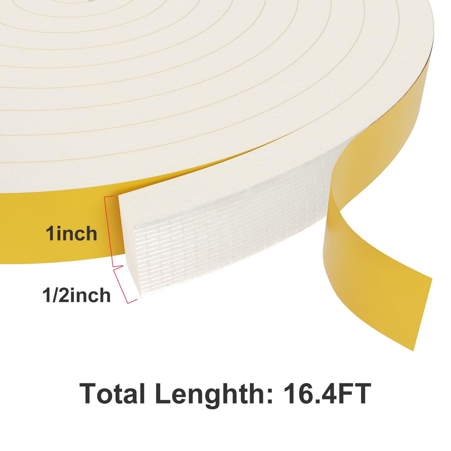 Egofix Weather Stripping Door Seal Strip,White Weatherproof Foam Tape Insulation for Sliding Door, Front Door Frame, Windows (1 in x 1/2 in x 16.4Ft)
