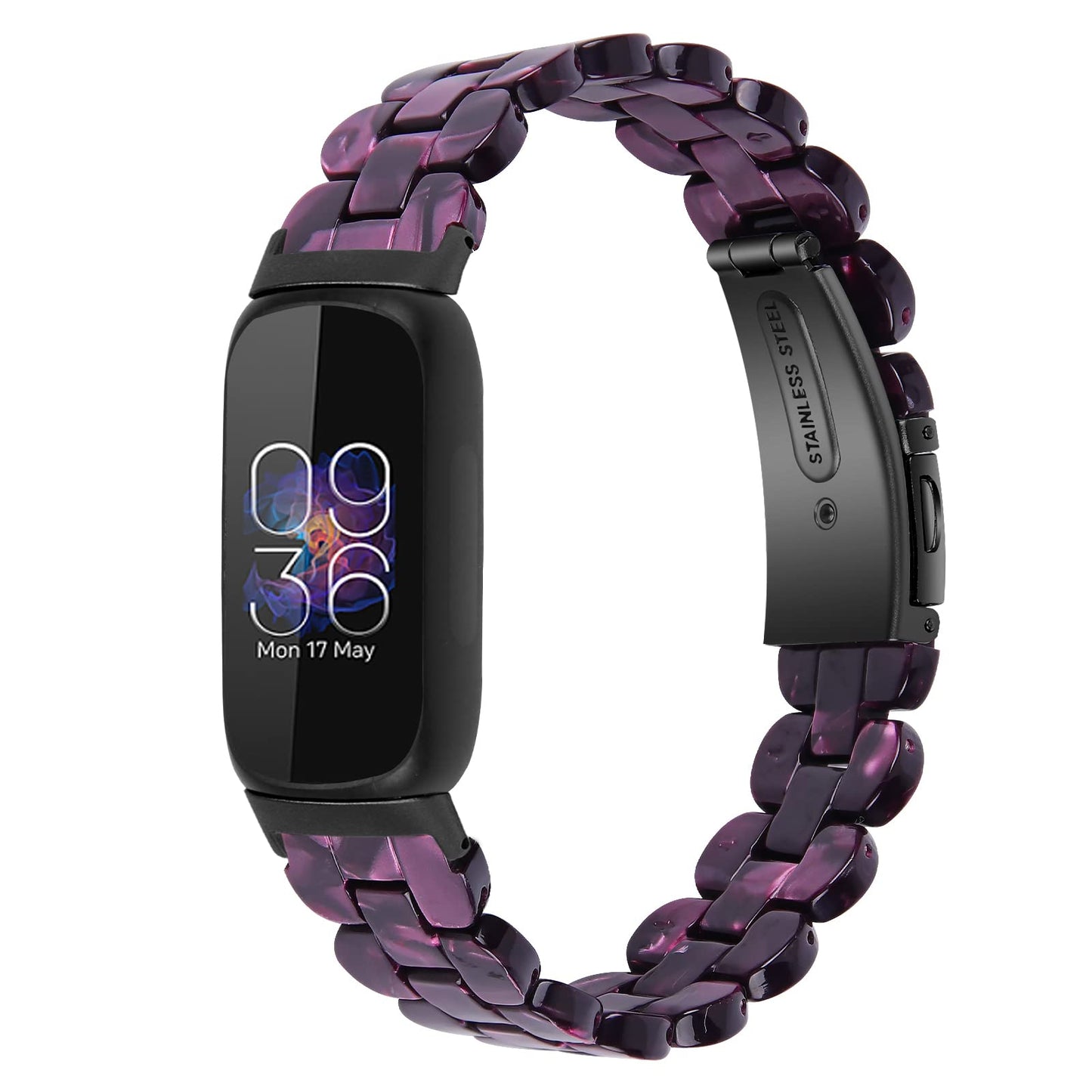 TenCloud Resin Wristband Compatible with Fitbit Inspire 3 Band for Women Men Lightweight Sport Bands (Purple)