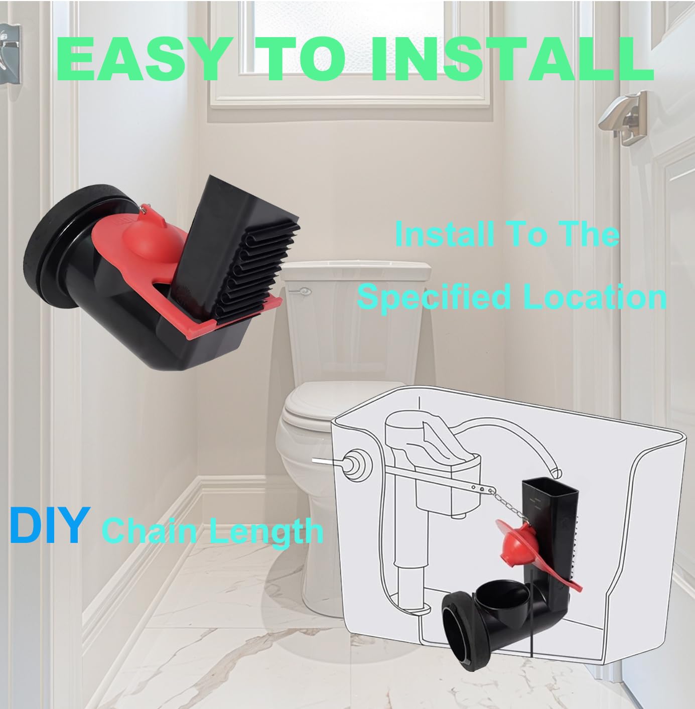 Kohler Toilet Flapper Replacement, Kohler Toilet Tank Parts Replaces Parts 84995 & 1000490 for Kohler Water Saving Red, 2-Pack