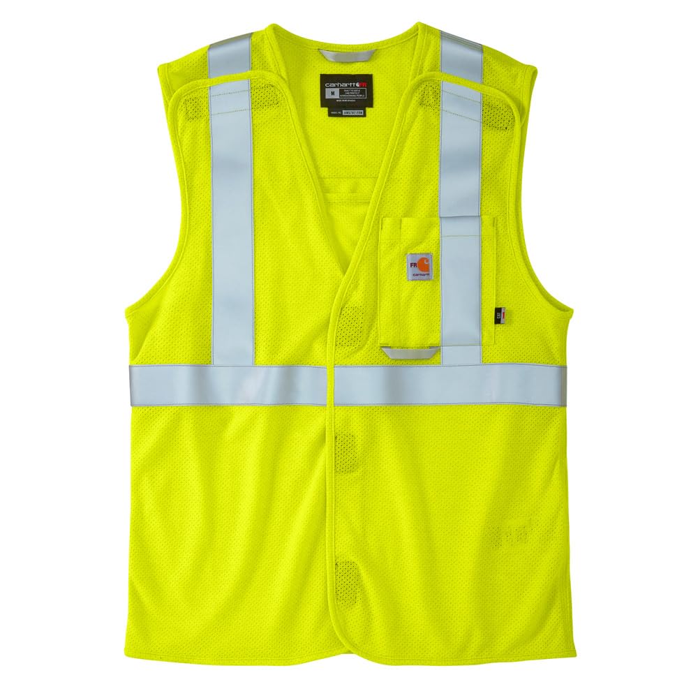 Carhartt Mens Flame Resistant High-Visibility Mesh Class 2 Vest, Brite Lime, Medium US