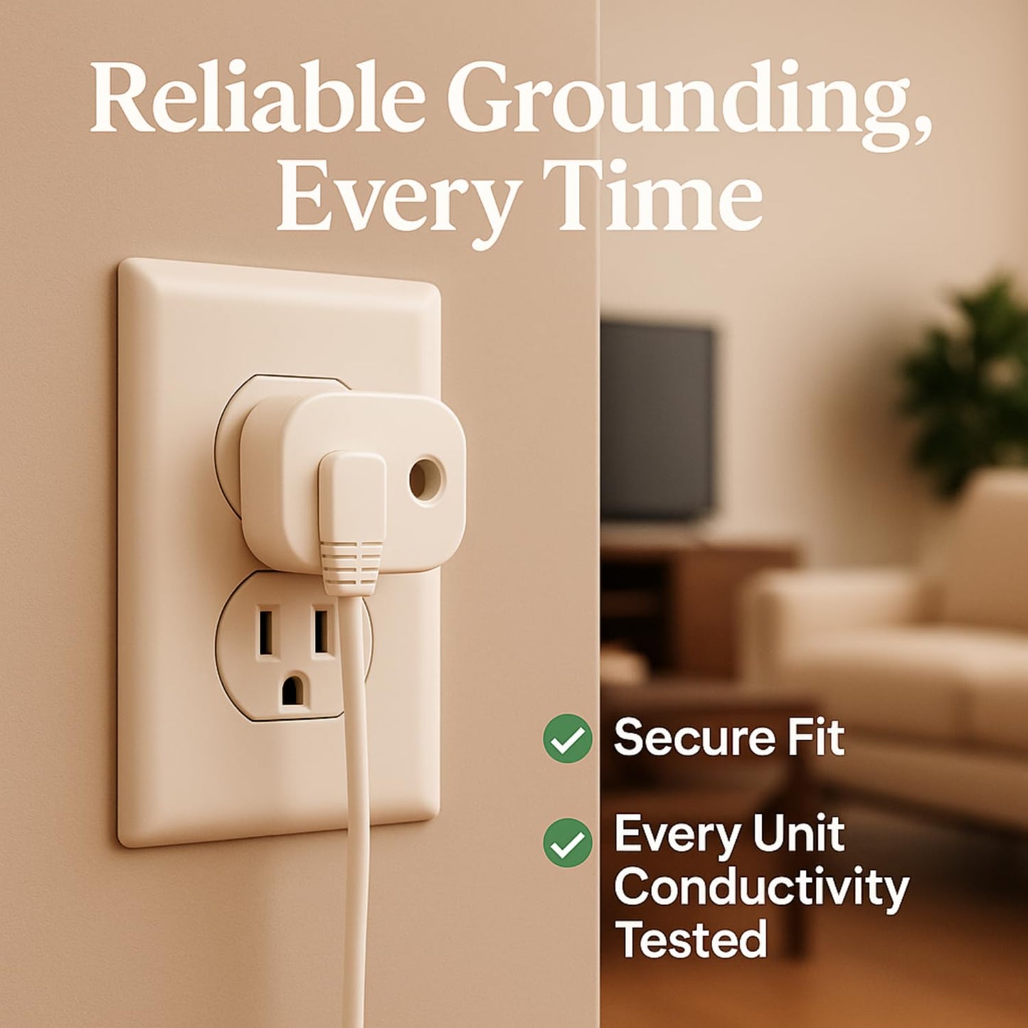 GAYA Grounding Plug Adapter – Dual Port Ground Connection for Grounding Mats, Sheets, Wristbands – Universal Type B Outlet Compatible Splitter – Secure, Tested, Travel-Ready Design