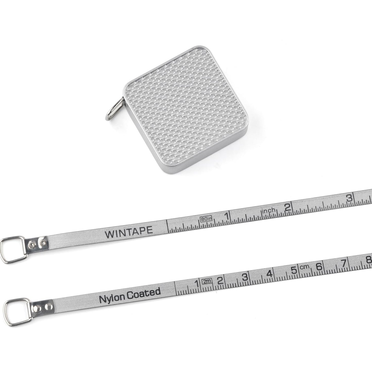 Mini Square Tape Measure, Small Retractable Nylon Coated Dual Sided 80 Inch / 2 M Measuring Tape, Silver Measure Tape
