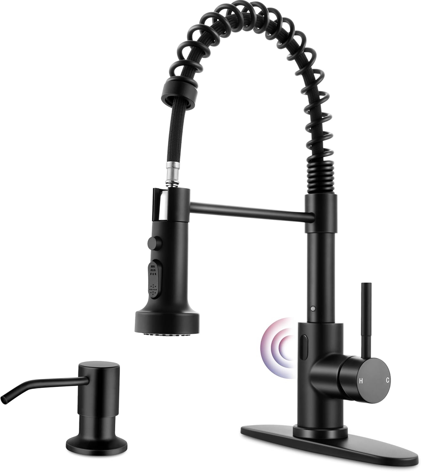 Touchless Kitchen Faucet with Soap Dispenser & Pull Down Sprayer - Commercial Grade Brushed Nickel