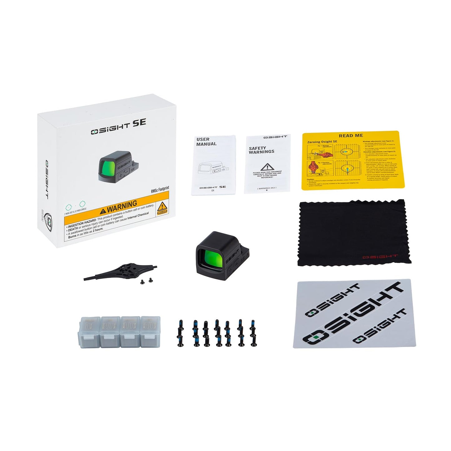 OSIGHT SE Enclosed RMSc Green Dot Optic, 2 MOA Dot & 32 MOA Circle