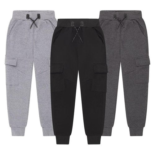 ALL IN SWEATS XS Apparel Boys Joggers 3 Pack – Athletic Pants, Fleece Sweatpants for Boys, Active Workout Pants, Comfortable Kids' Sweat Joggers - (8-20), 18, Charcoal/Grey/Black