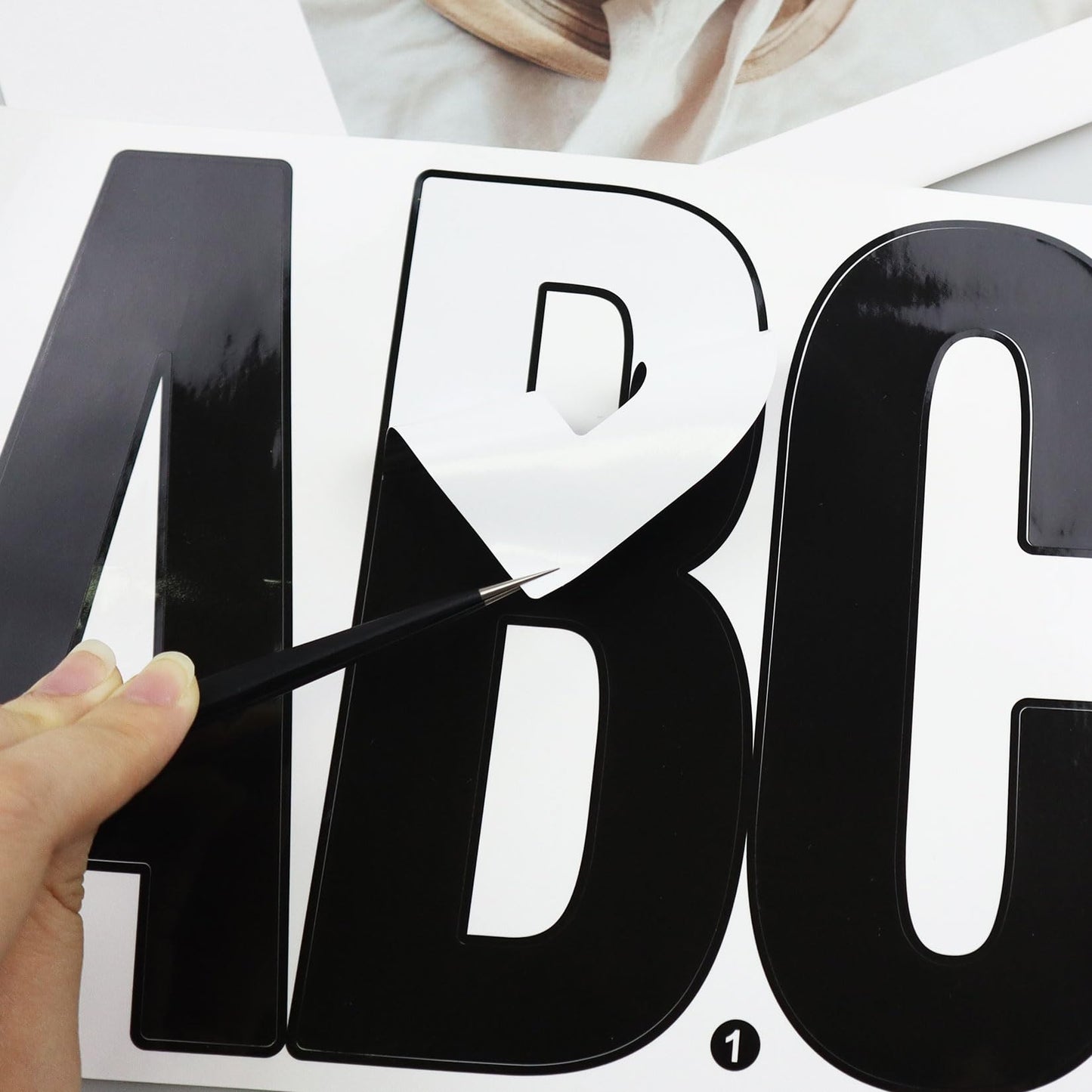 20 Sheets 6 Inch Letter Number Stickers, Self Adhesive Vinyl Capital Alphabet Punctuation Stickers for Mailbox, Crafts, House Number, Notice Boards - Black