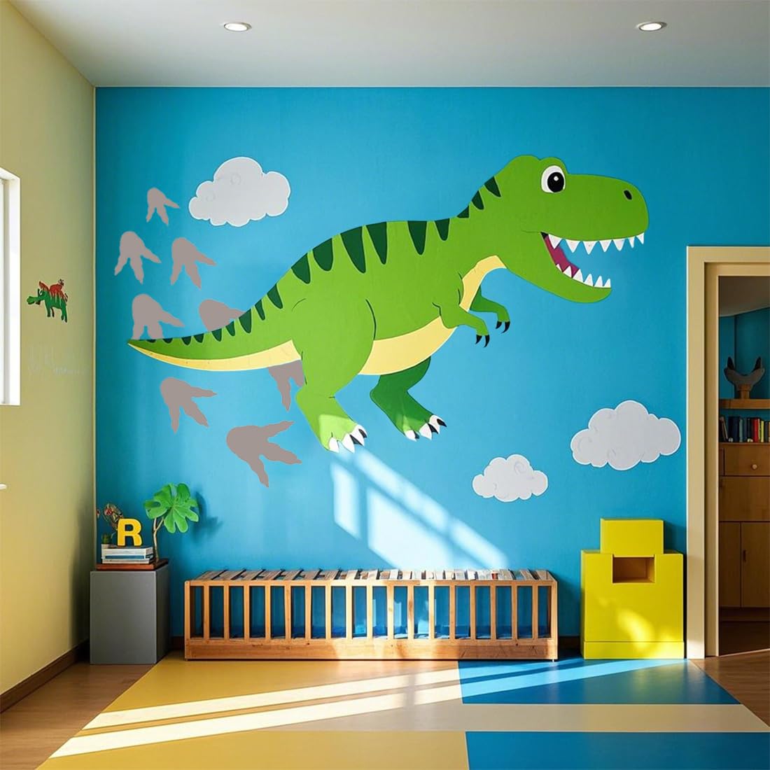 192pcs Dinosaur Footprints Decor, Peel and Stick Vinyl Stickers, Removable Decals for Wall, Kids Classroom, School, Baby Nursery, Bedroom, Toddler