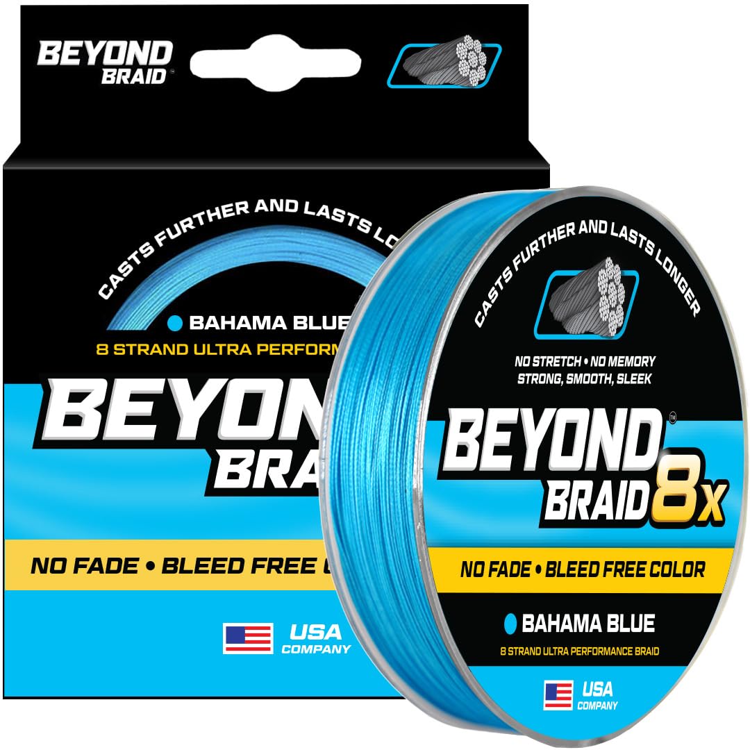 Beyond Braid Braided Fishing Line - Bahama Blue 8X - No Fade/150Yards/20LB