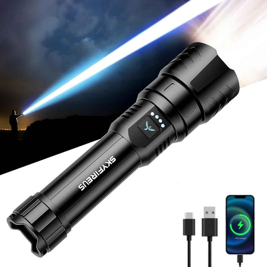 2000 Lumen Rechargeable LED Flashlight - Waterproof Tactical Light with Zoom & 4 Modes for Camping & Outdoor Use