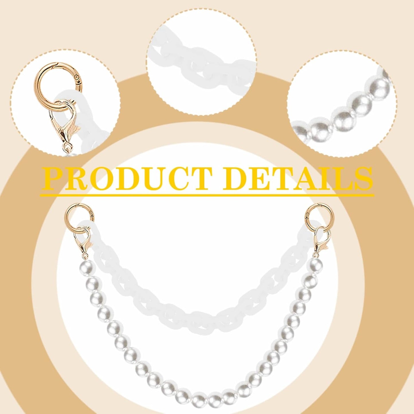YPINGABS Tote Bag Accessory Set - 7PCS for YETI Camino 20/35/50 & Bogg Bags | Pearl Bow, Acrylic Chain, Mini Tumbler Keychain, Butterfly Charms (White)