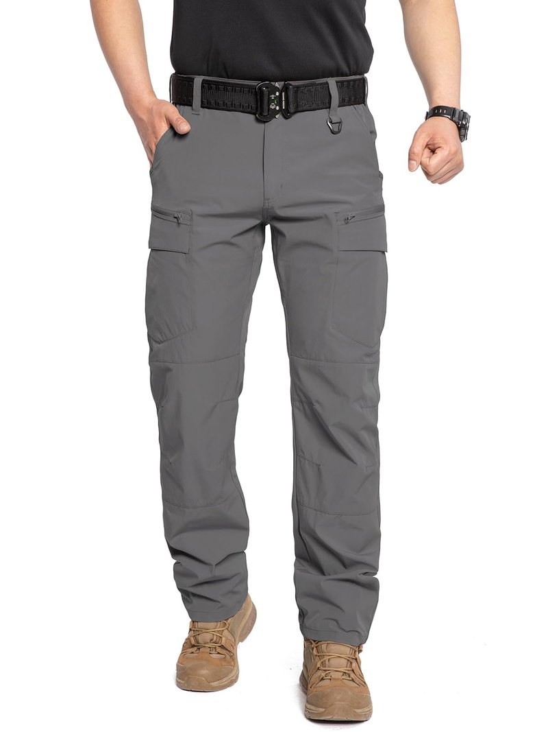 CARWORNIC Men's Lightweight Tactical Hiking Pants Water-Resistant Flex EDC Cargo Pants Stretch Quick Dry Work Pants Multi-Pocket Travel Safari Outdoor Fishing Trousers