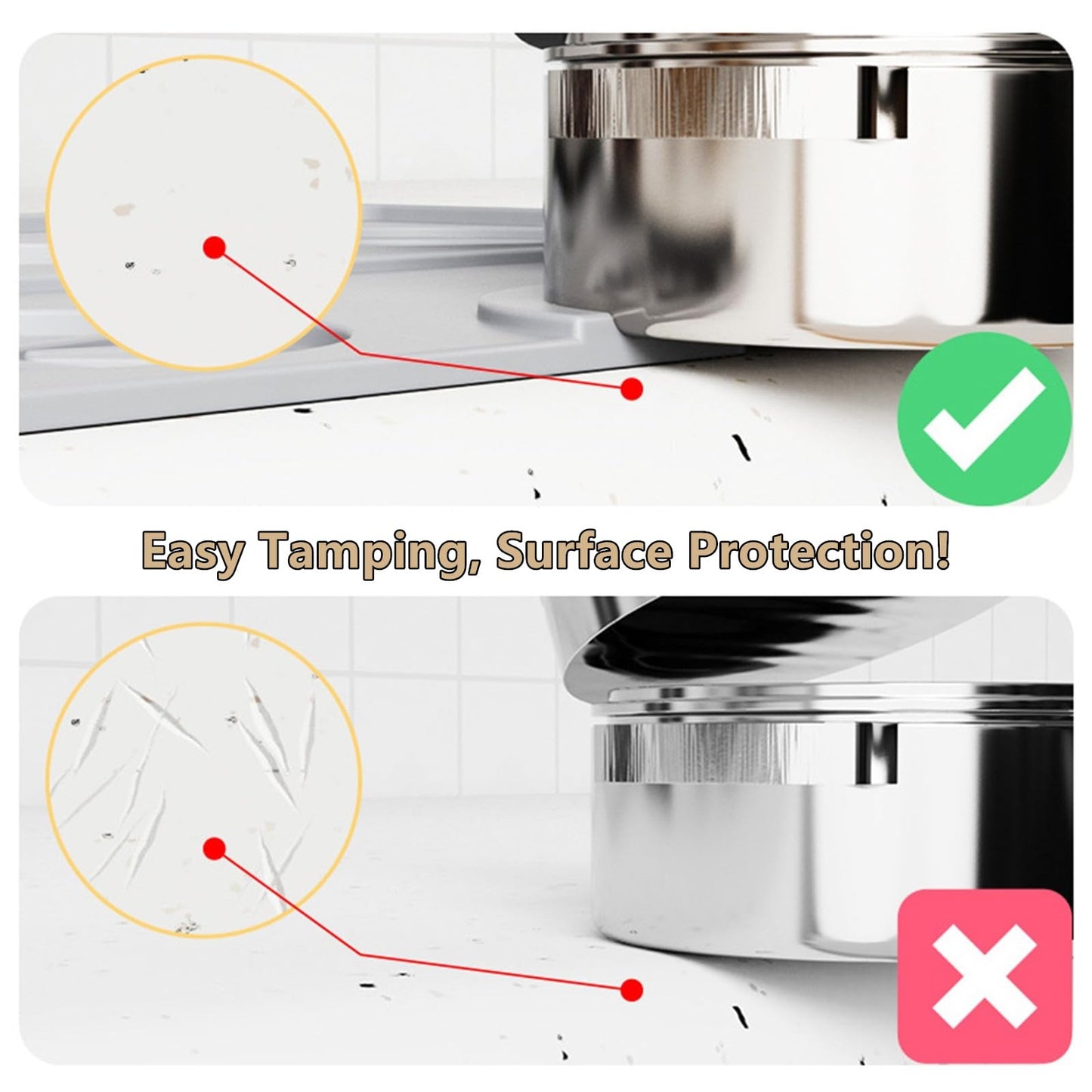 Espresso Tamping Mat, Coffee Tamper Mat, Espresso Mat for Counter, Silicone Tamper Mat, Food-grade, Non-Slip, Waterproof, Heat Resistant (Black, 25x20cm)